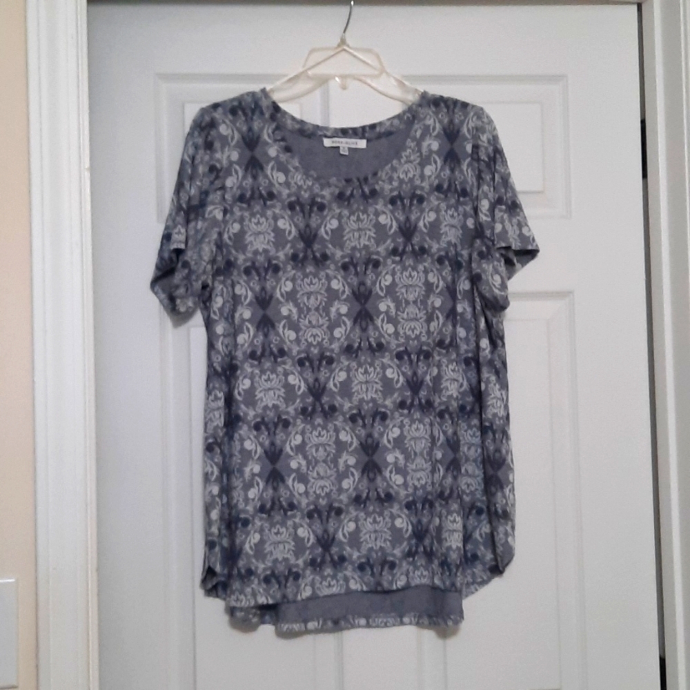 Rose&Olive 1X Multi Gray ShortSleeve Casual Pullover Shirt